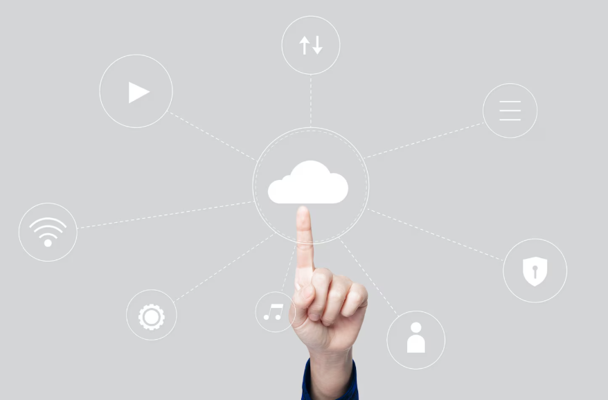 what the cloud means shown through cloud storage and connected devices illustration